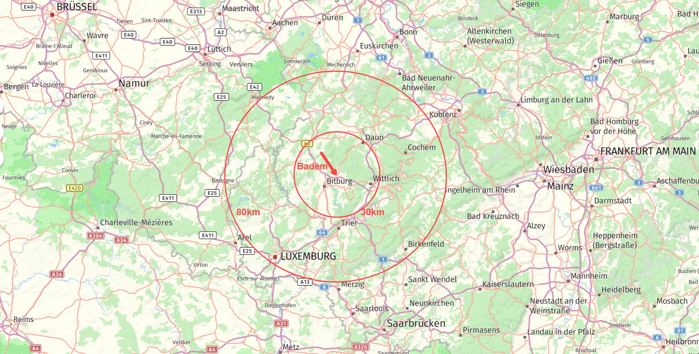 Anfahrt nach Badem